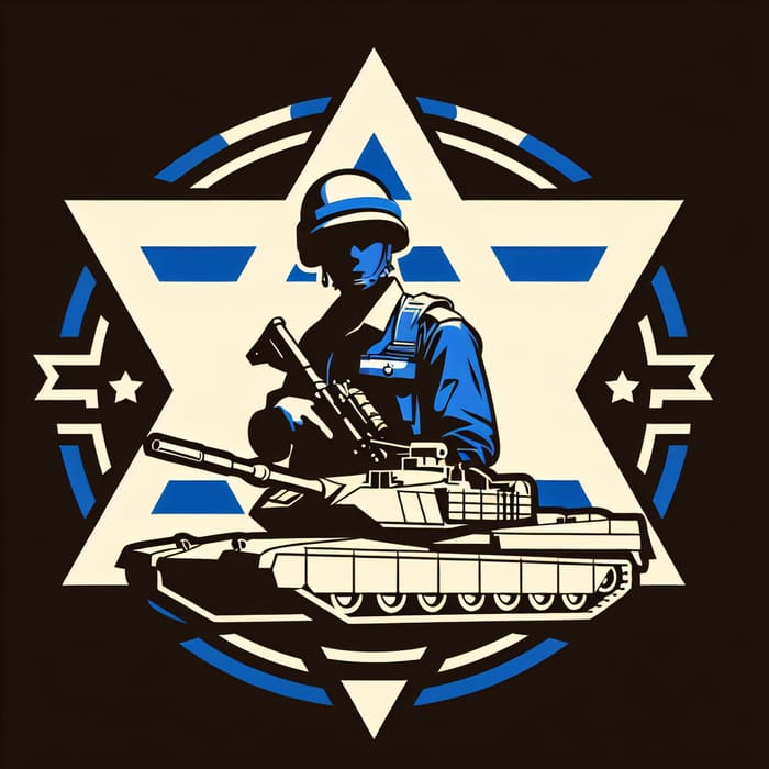Israeli Soldier & Tank Emblem Design | 1D Minimalist Style
