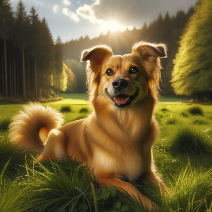 Serene Dog in Green Field