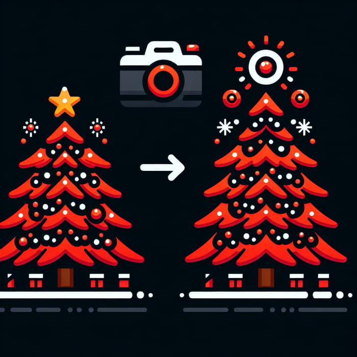 Expert Digital Design: Vibrant Christmas Tree with Camera Ornaments