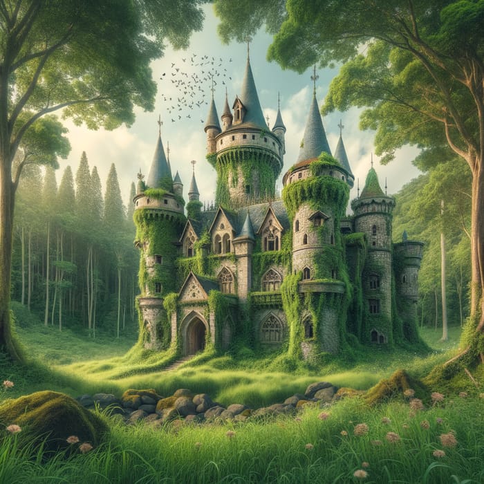 Vintage Fairytale Castle Nestled in Enchanting Forest