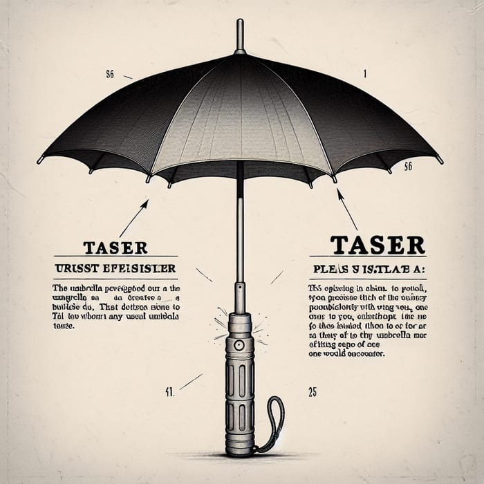 Innovative Umbrella with Taser Tip and Button Handle