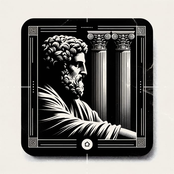 Ancient Rome Inspired Instagram Story Template with Marcus Aurelius, Roman Pillars, and Minimalistic Design