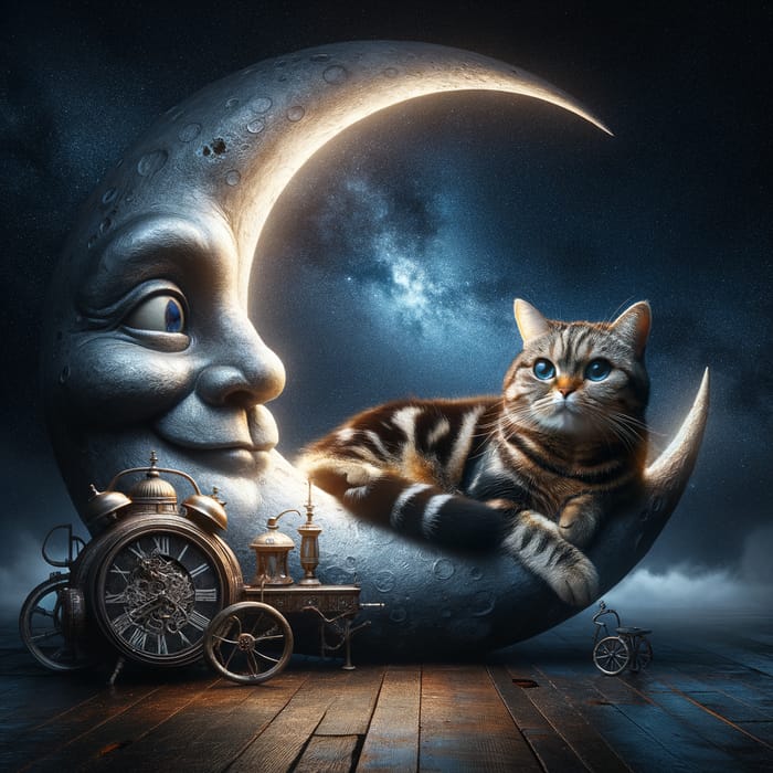 Cat Resting on the Moon
