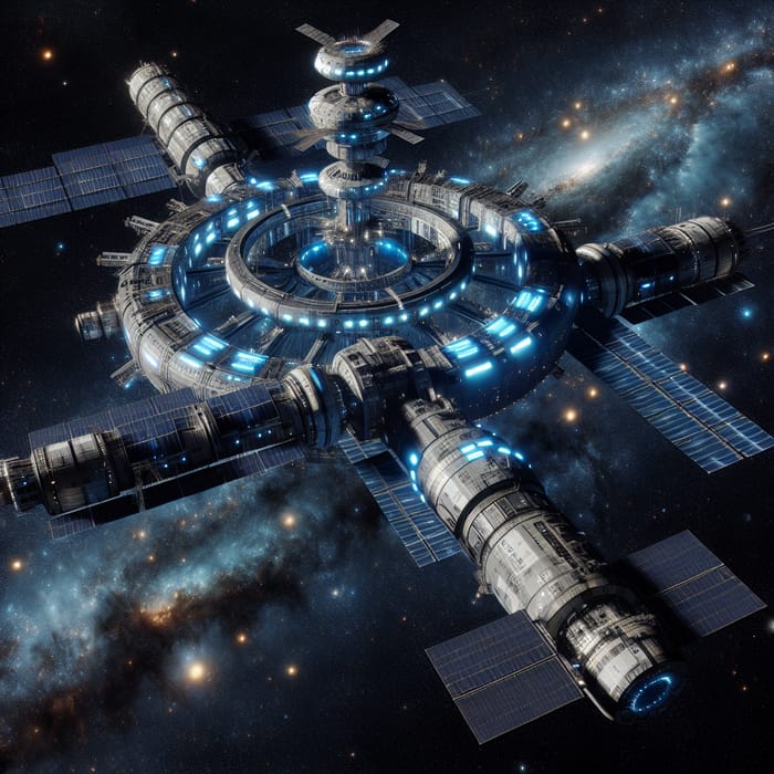 Futuristic Space Station in the Cosmos