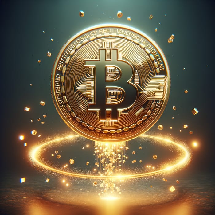 Bitcoin Ballin by Bandele El - Mid-Air Golden Bitcoin Flight