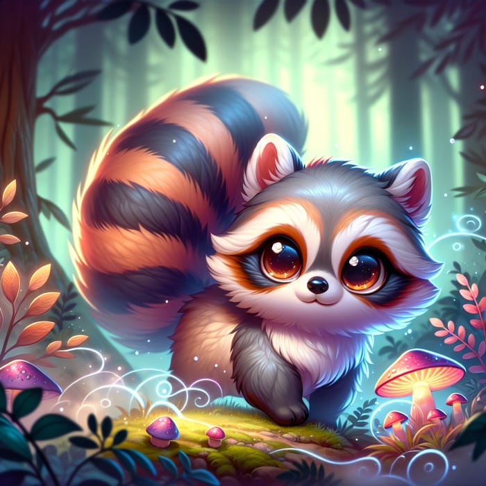 Enchanting Tanuki in Magical Forest
