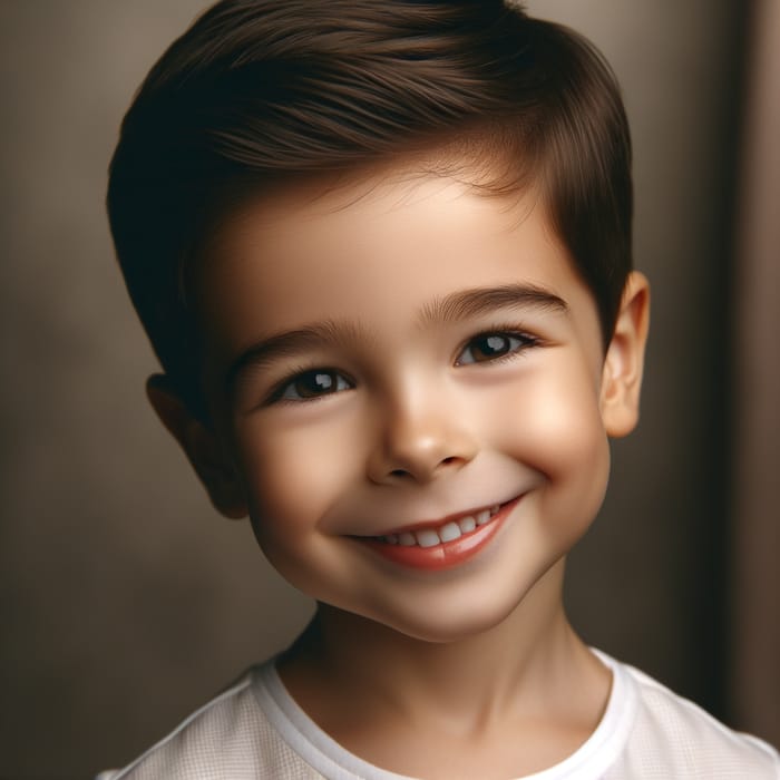 Adorable 4-Year-Old Boy with Dark Hair and Angelic Smile