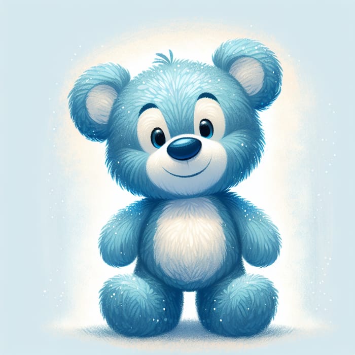 Cute Blue Teddy Bear Smiling Illustration with Disney Charm