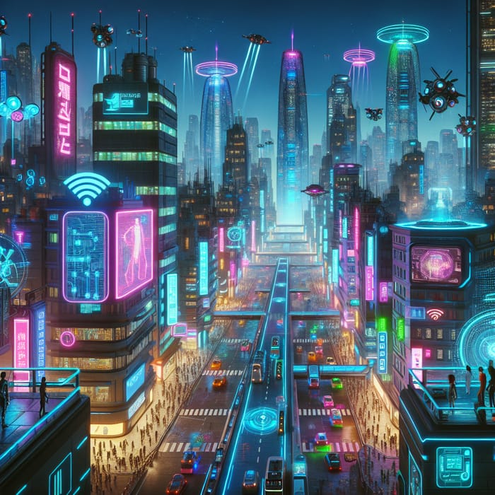 Futuristic Cyberpunk Cityscape | Vibrant Urban Environment