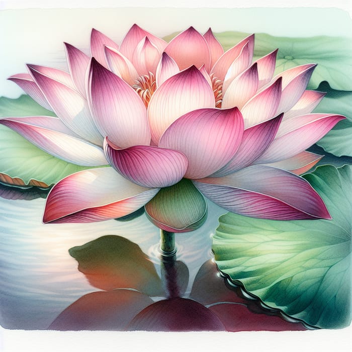 Serenely Beautiful Lotus Flower Watercolor Art