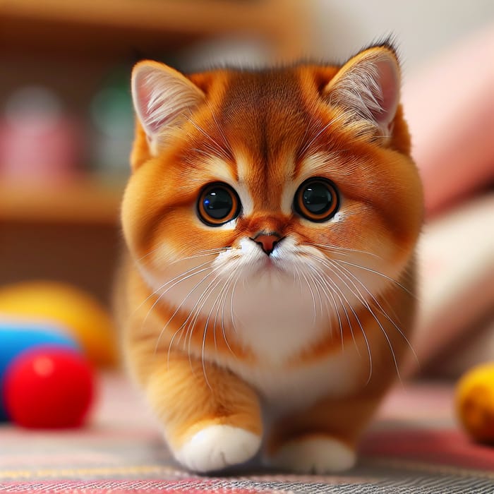 Adorable Munchkin Cat with Big Round Eyes | Rich Caramel Fur Color