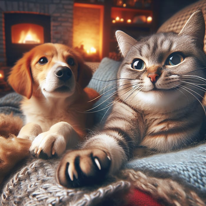 Happy Cat and Dog Friendship - Heartwarming Interaction