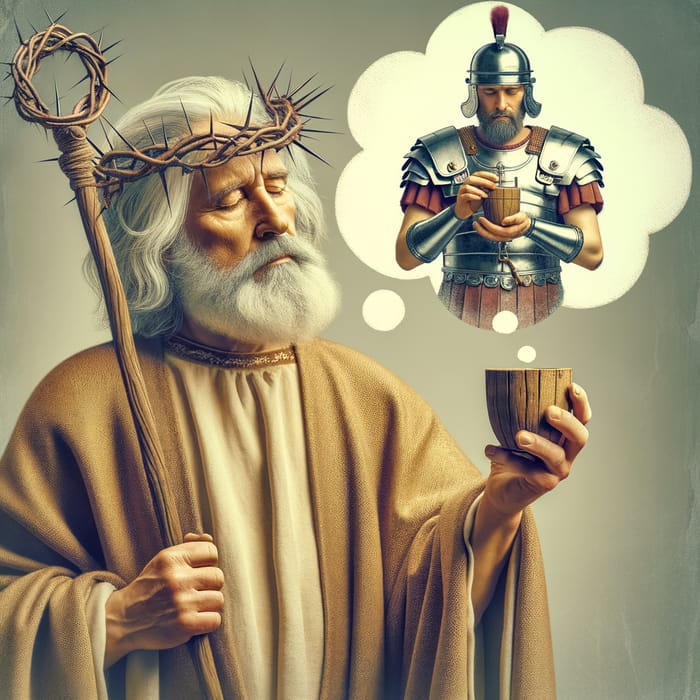 Ancient Elderly Teacher with Roman Soldier and Man with Crown of Thorns