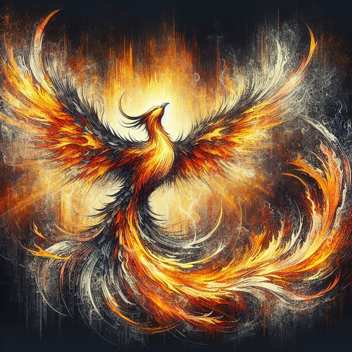 Abstract Phoenix Rising: Symbol of Rebirth and Renewal