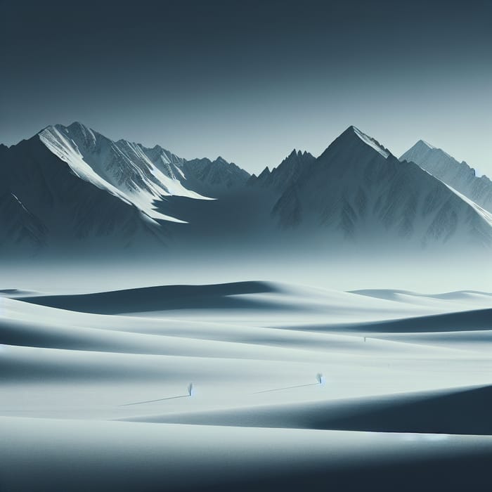 Minimalistic Snowy Mountains Landscape