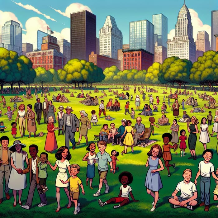 Playful Urban Park Characters in Pixar-style Animation