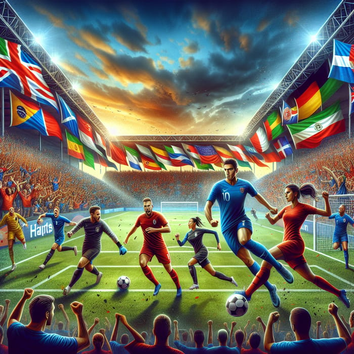 Thrilling Multicultural Football Match Tournament Poster