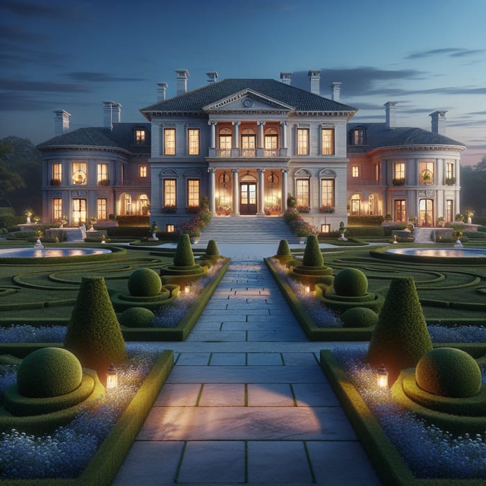 Luxurious Classical Real Estate at Dusk | Mansion Details