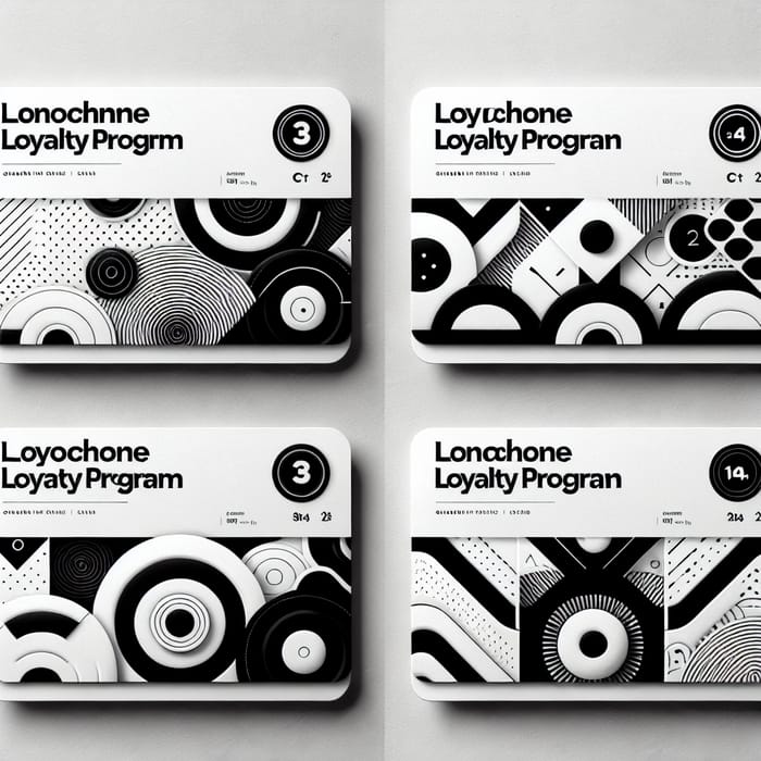 Monochrome Loyalty Program Cards: Four Levels, Elegant Design