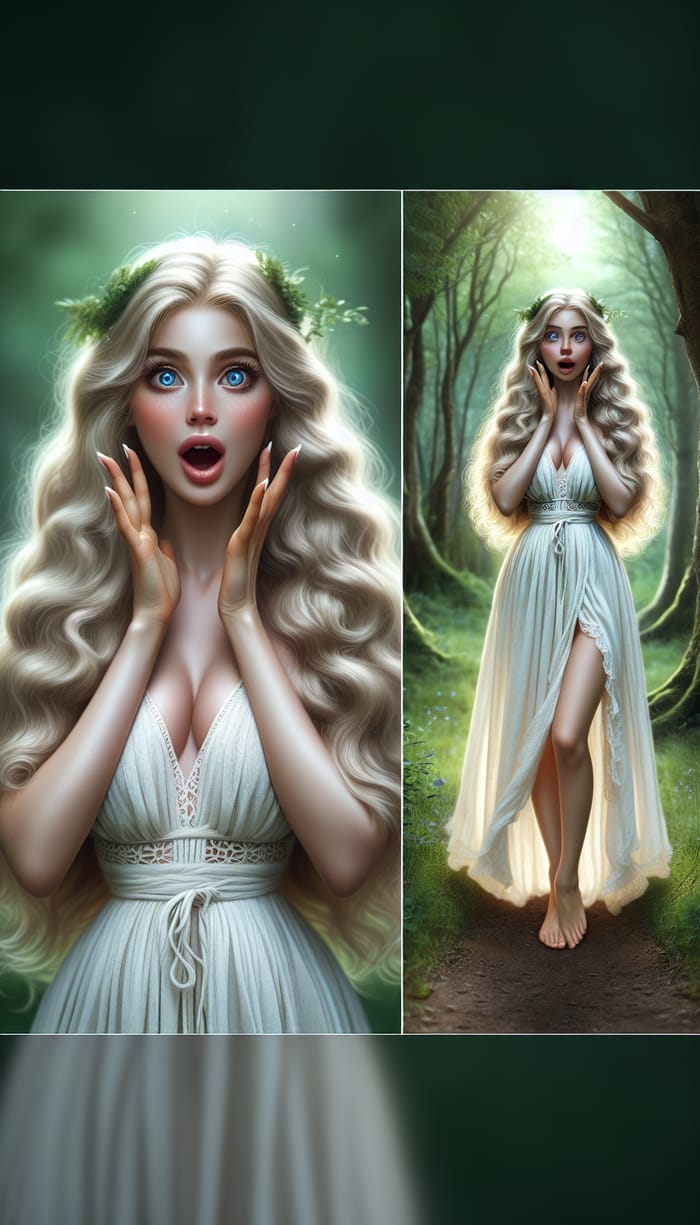 Ethereal Goddess Ostara - In Shock Amid Enchanted Forest