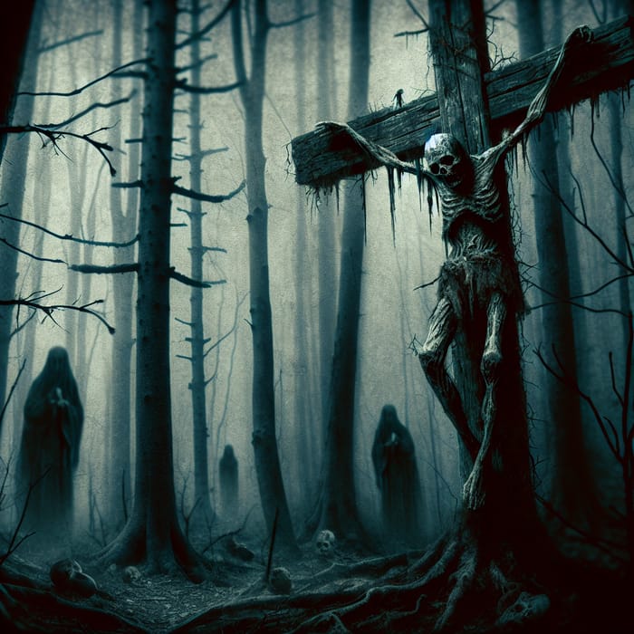 Ominous Cursed Figure Painting in Dark Forest | Spooky Artwork