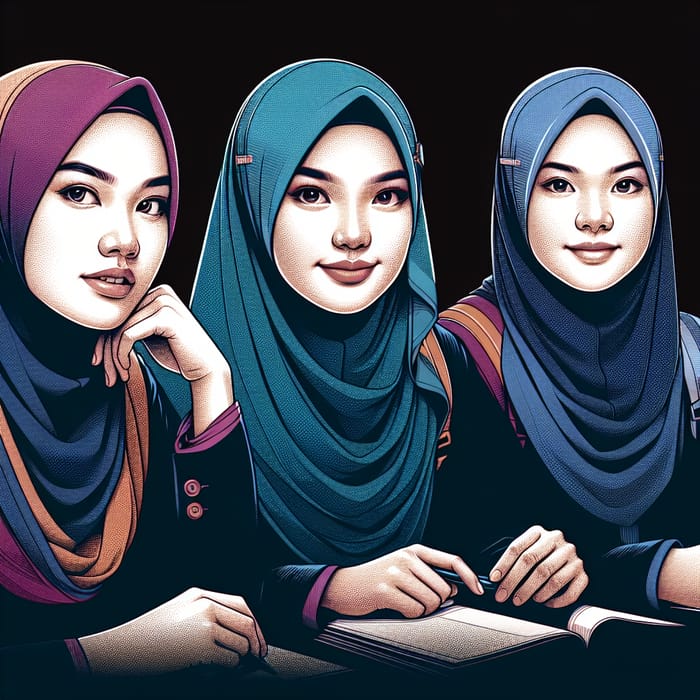 Malaysian Students in Hijab - Captivating Academic Portrait
