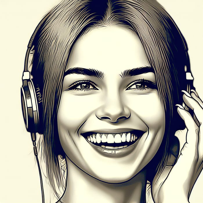 Vibrant Portrait of a Young Russian Woman in Headphones