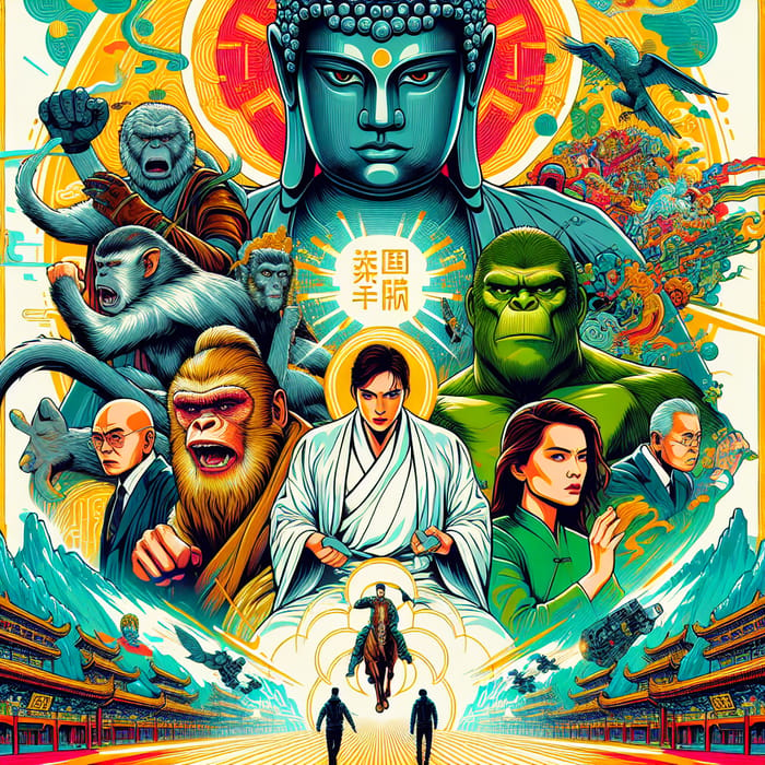 Colorful & Dynamic 'Journey to the West' Movie Poster Design