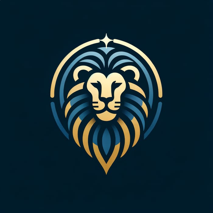 Elegant Lion Church Logo Design in Blue & Gold