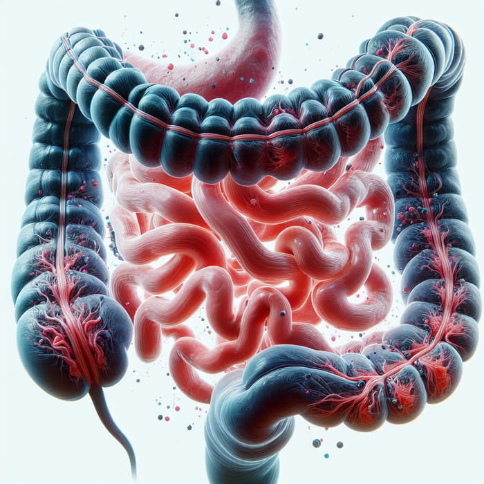 3D Human Small Intestine on White Background