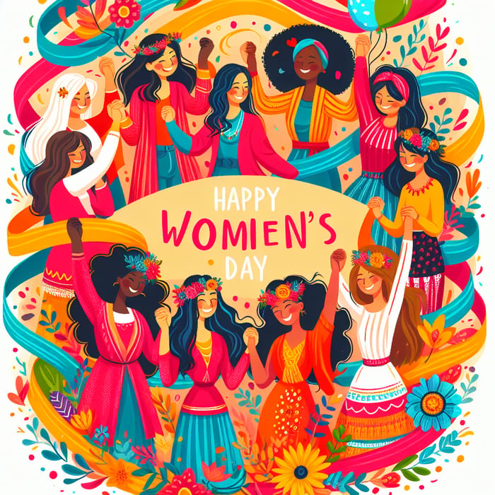 Celebrate Women's Day with Festive Colors & Unity Circle