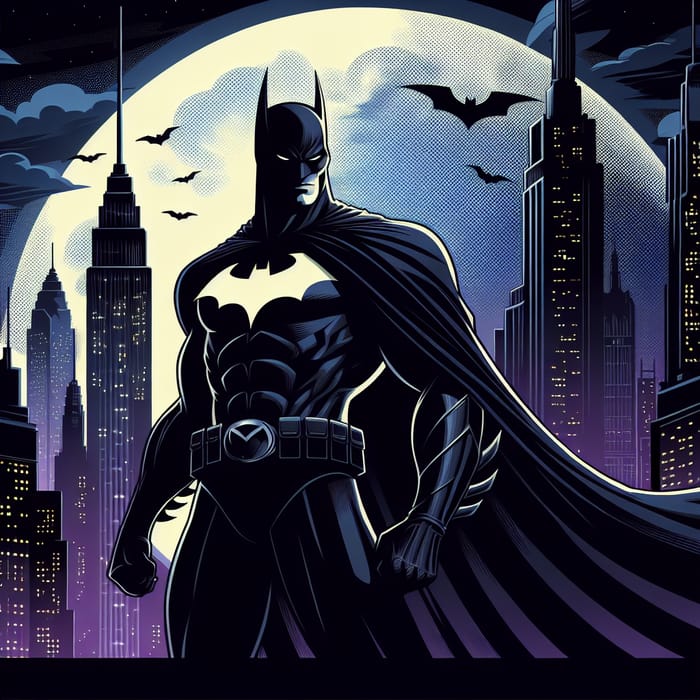 Batman on Gotham City Skyline