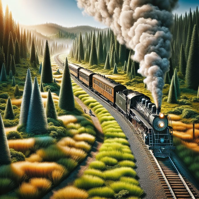 Vintage Steam Train Journey Through Forest