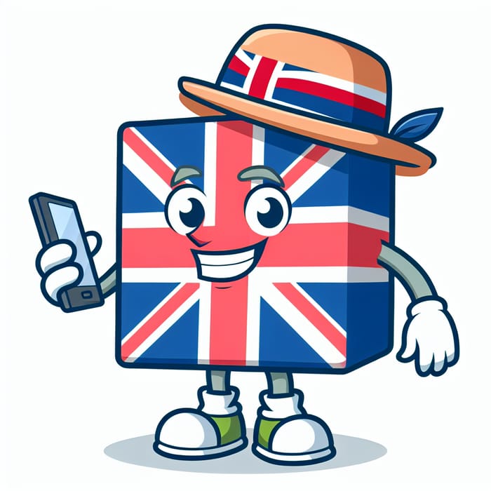 Friendly British Flag Cartoon for English Practice