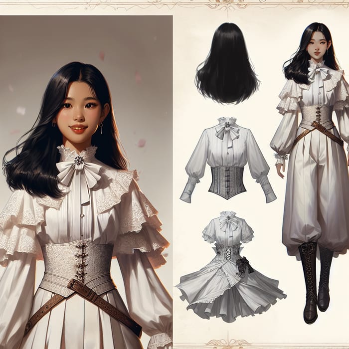 Victorian Style South Asian Female Dhampir in High Fantasy Setting