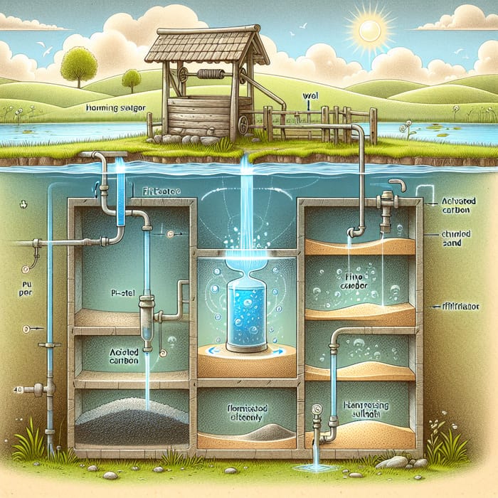 Rustic Water Filtration System: Journey from Well to Storage Area