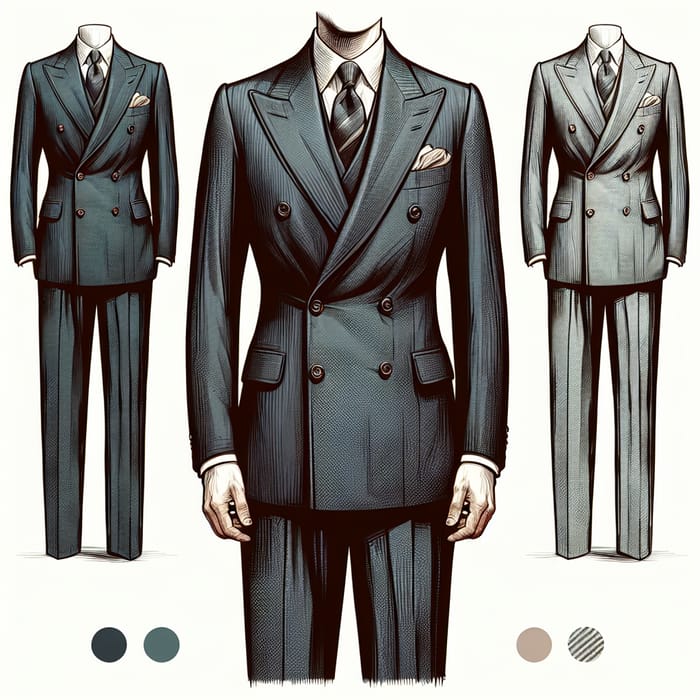 Detailed Illustration of 1930s Gentleman's Suit - Capturing Elegant Style