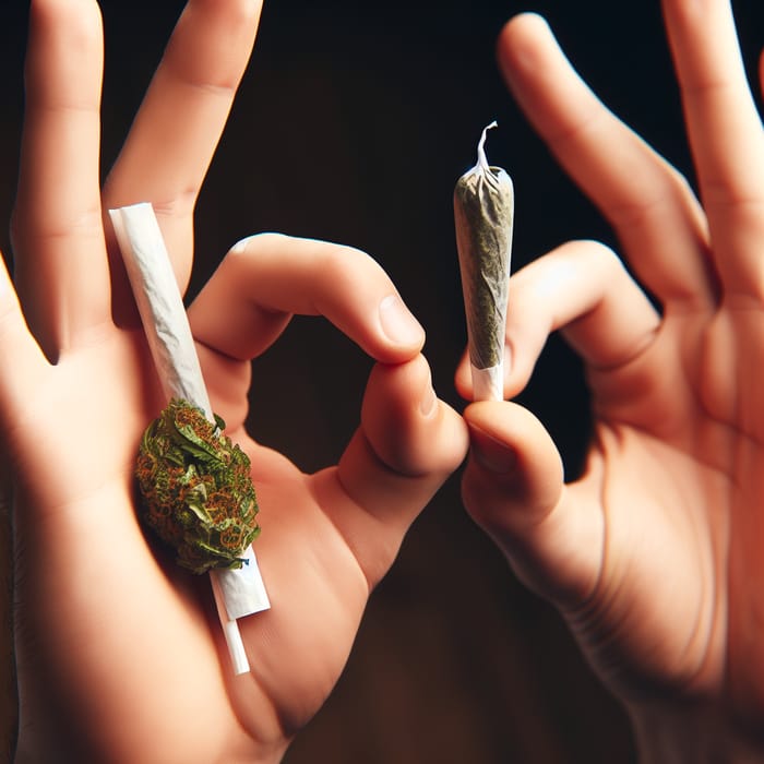 Hand Making 'O' Sign Holding Marijuana Joint