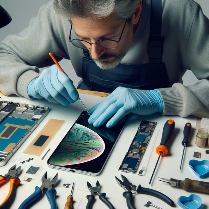 Skilled Technician Repairing Large-Screen Smartphone | iPhone Display Fix