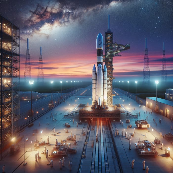 Breathtaking Space Rocket Preparation at Dusk | AI Art Generator | Easy ...