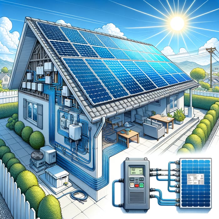 Detailed Illustration of On-Grid Solar Panel System