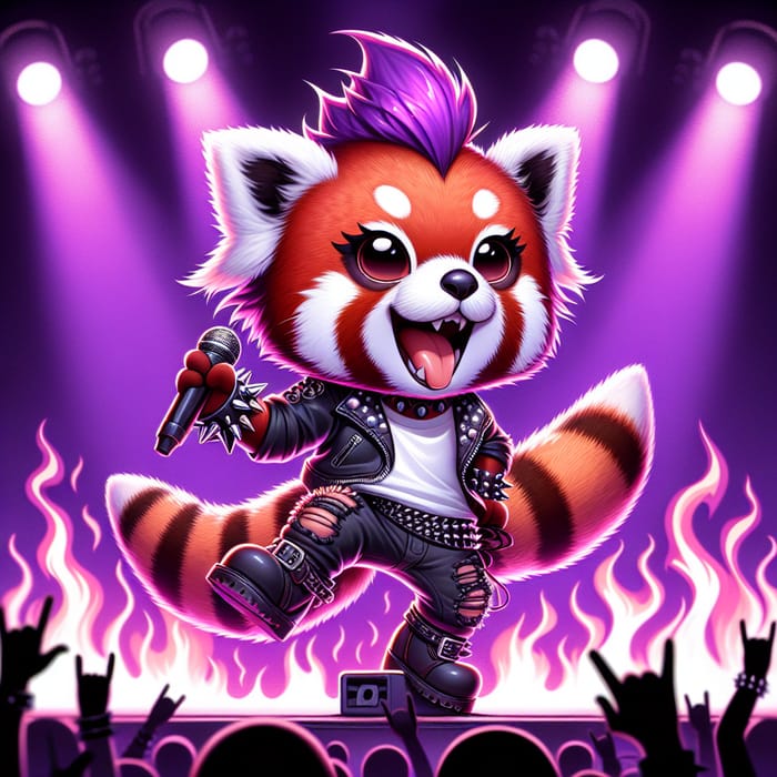 Aggretsuko: Red Panda Rocking Heavy Metal Concert with Punk Style