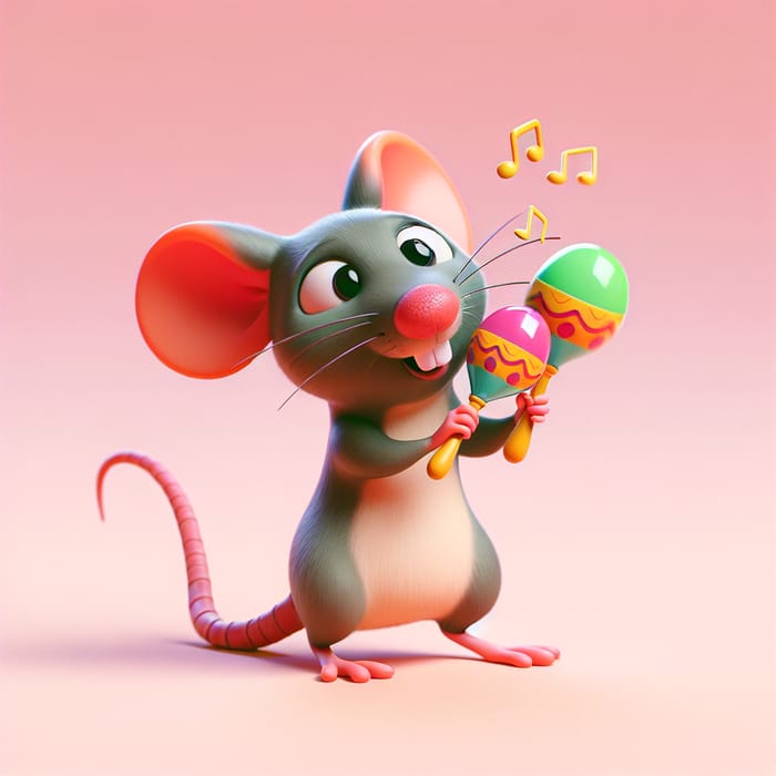 Playful Cartoon Rat with Maracas: Animated Fun