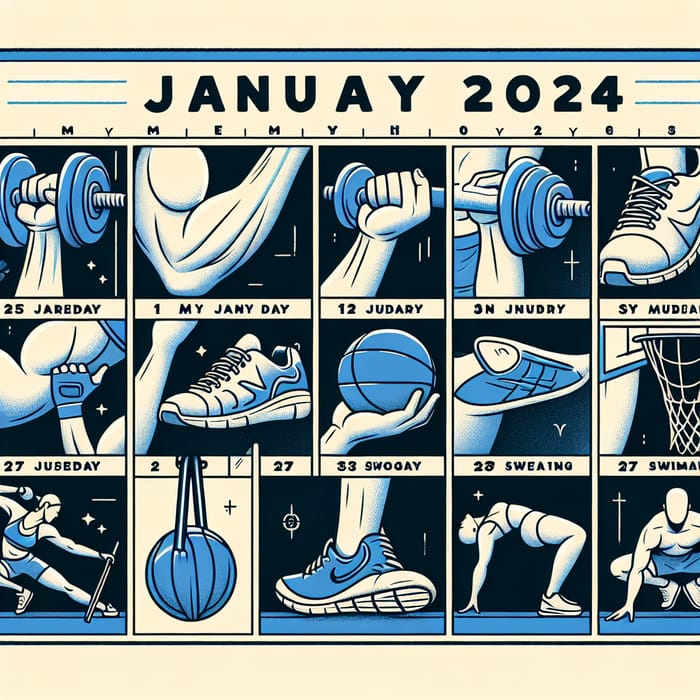 January 2024 Training Calendar | Sports Squares Imagery