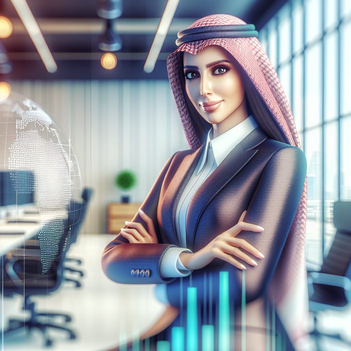 Professional Saudi Businesswoman in Modern Office with Technology Integration