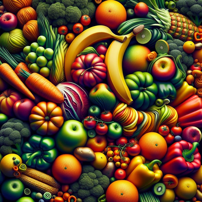 Colorful Fruits and Vegetables | Surreal Abstract Arrangement