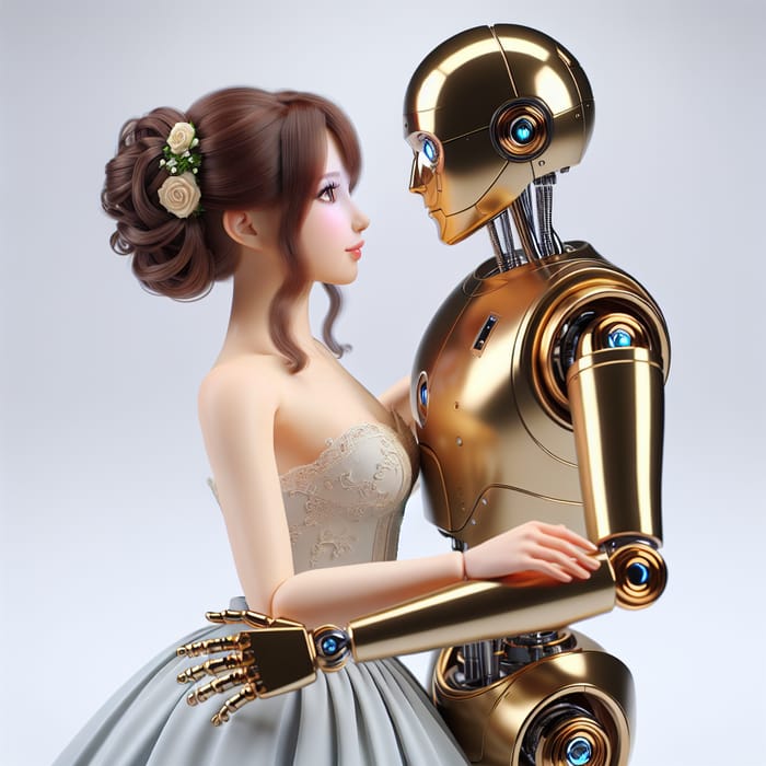C3PO and Leia Romantic Embrace