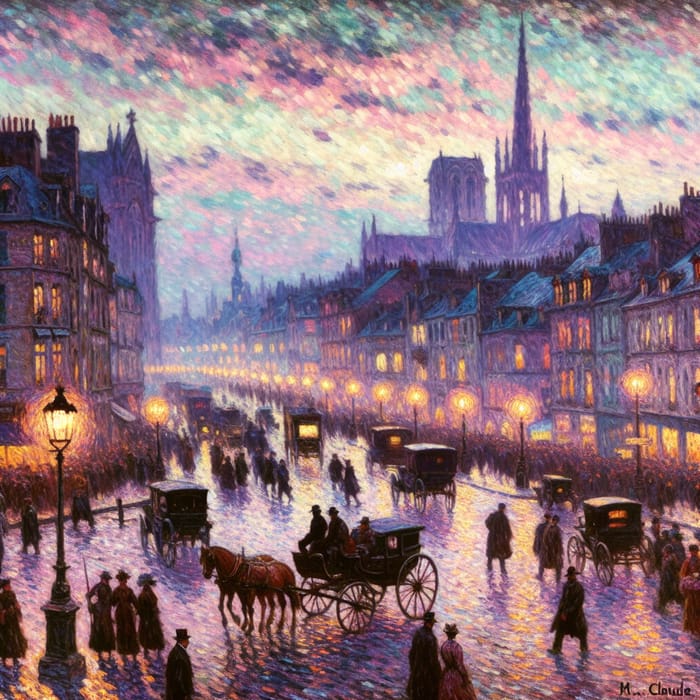 Impressionist Cityscape Evening Scene Art