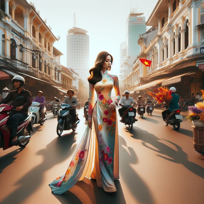 Vietnamese Woman in Áo Dài - Streets of Vietnam's Culture