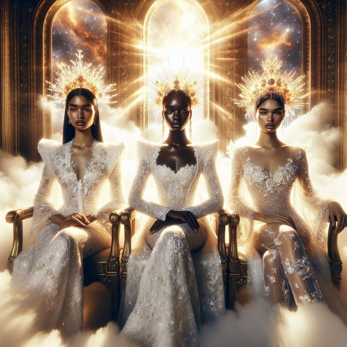 Divine Queens of New Jerusalem: Radiant Thrones and Cosmic Energy